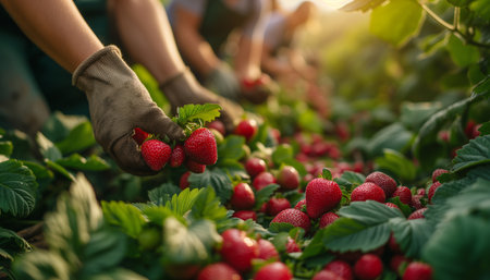 Fruit Picking in Summer: People on Plantationの素材