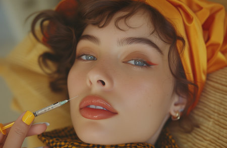 Woman Receiving Treatment for Skin Enhancementの素材