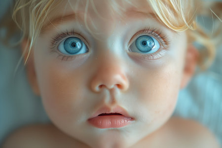 Baby with Big Eyes Captivates the Cameraの素材