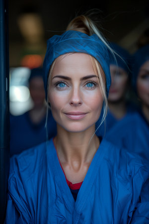 Nurses Team Standing Strong at Hospitalの素材