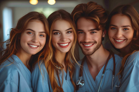 Nurses Team Standing Strong at Hospitalの素材