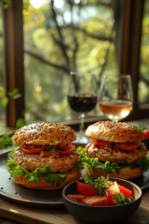 Ground Chicken Sandwiches Perfect for Outdoor Diningの素材