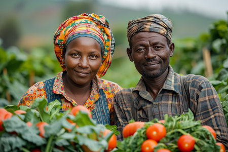 Farmer Harvesting Fresh Vegetables with Care and Dedicationの素材
