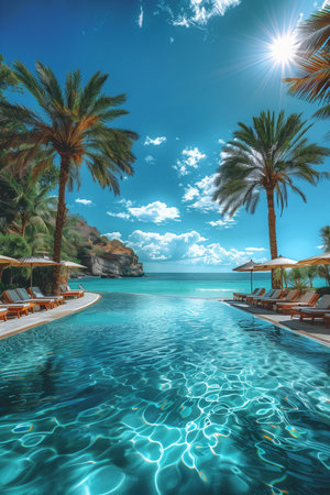 pool in tropical resortの素材