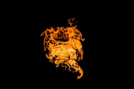 Fire flames on black background. fire on black background isolated. fire patterns.の写真素材