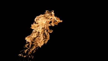 Fire flames on black background. fire on black background isolated. fire patternsの写真素材