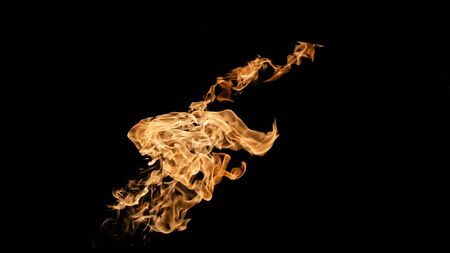Fire flames on black background. fire on black background isolated. fire patternsの写真素材