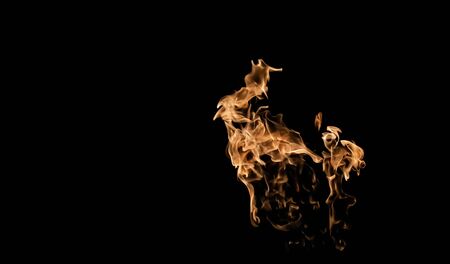 Fire flames on black background. fire on black background isolated. fire patternsの写真素材