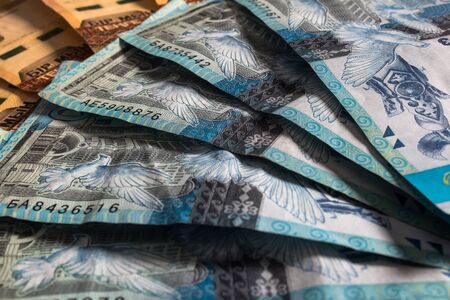 Paper banknotes tenge KZT. Tenge is the national currency of Kazakhstan. bank of Kazakhstanの写真素材