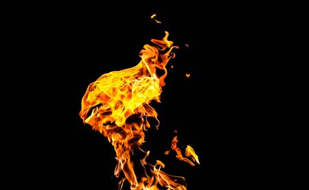 Fire flames on black background. fire on black background isolated. fire patternsの写真素材