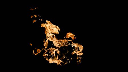 Fire flames on black background. fire on black background isolated. fire patterns