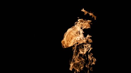 Fire flames on black background. fire on black background isolated. fire patternsの写真素材