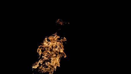 Fire flames on black background. fire on black background isolated. fire patternsの写真素材