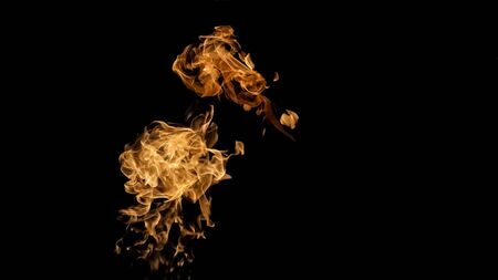 Fire flames on black background. fire on black background isolated. fire patterns