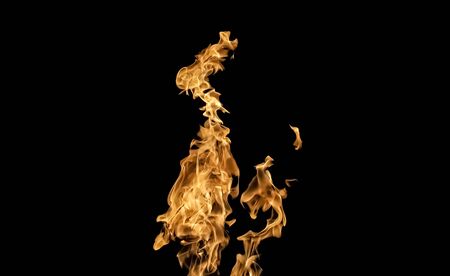 Fire flames on black background. fire on black background isolated. fire patternsの写真素材