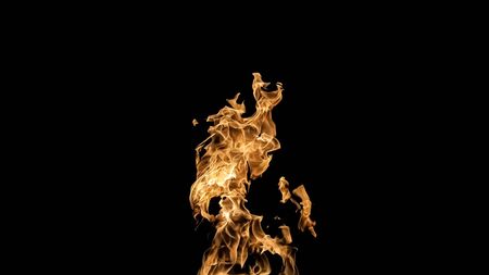 Fire flames on black background. fire on black background isolated. fire patternsの写真素材