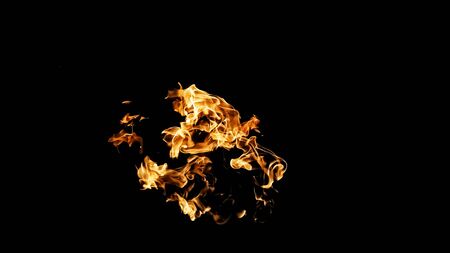 Fire flames on black background. fire on black background isolated. fire patternsの写真素材