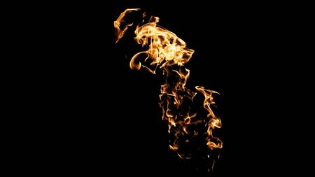 Fire flames on black background. fire on black background isolated. fire patternsの写真素材