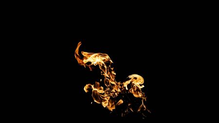 Fire flames on black background. fire on black background isolated. fire patternsの写真素材