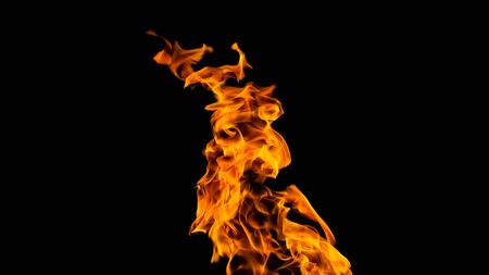 Fire flames on black background. fire on black background isolated. fire patterns