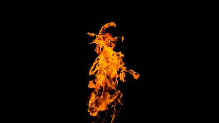 Fire flames on black background. fire on black background isolated. fire patternsの写真素材