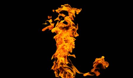 Fire flames on black background. fire on black background isolated. fire patternsの写真素材
