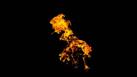 Fire flames on black background. fire on black background isolated. fire patternsの写真素材