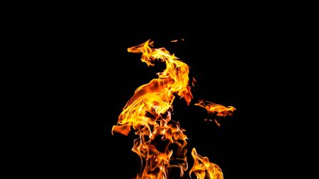 Fire flames on black background. fire on black background isolated. fire patternsの写真素材