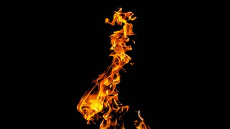 Fire flames on black background. fire on black background isolated. fire patternsの写真素材