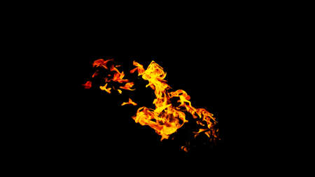 Fire flames on black background isolated. Burning gas or gasoline burns with fire and flames....