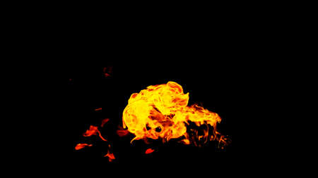 Fire flames on black background isolated. Burning gas or gasoline burns with fire and flames....
