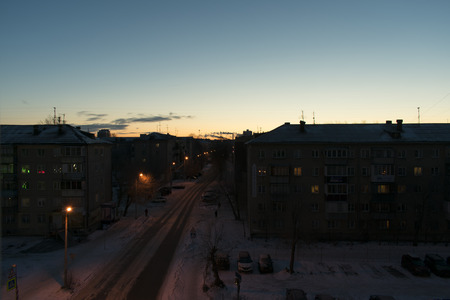 winter sunrise, city landscapeのeditorial素材