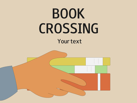 book crossing. Hand holding books. world book day. Concept education, reading, library. Book Crossing Festival. save trees.のイラスト素材