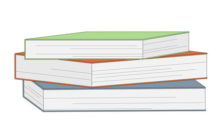 Pile of books on white background. Back to school vector illustration. Literature for reading, education, studying.のイラスト素材