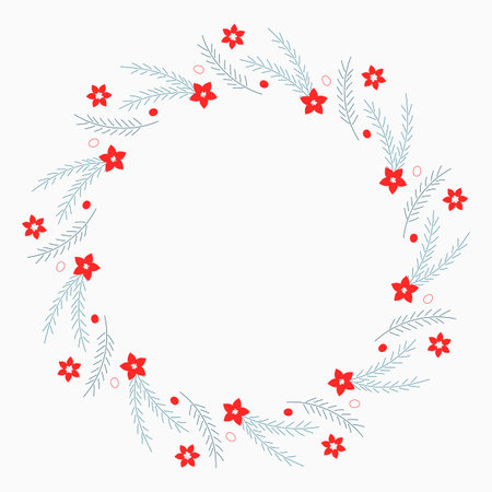 Christmas card with fir branches. Design elements for invitations, sales, scrapbooking. Vector illustration.のイラスト素材