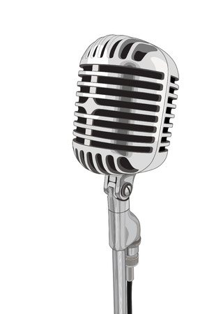 Vintage vector microphone isolated on whiteのイラスト素材