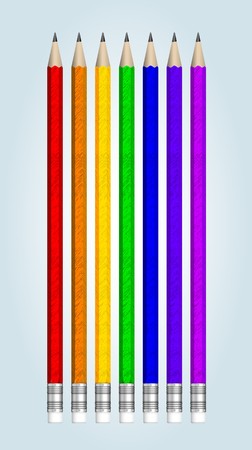 Seven multicolored  pencilsのイラスト素材