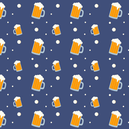 Seamless repeating pattern of beer mugsのイラスト素材
