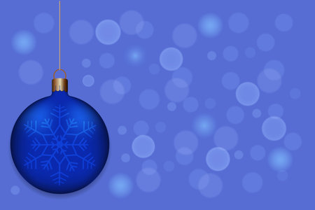 New Years ball on a blue background with bokeh effect.のイラスト素材