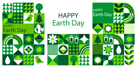Happy Earth Day. Set of posters, banners, cards.のイラスト素材