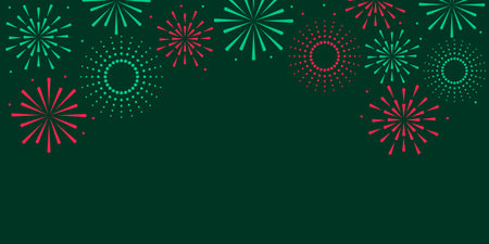 Dark green banner with ferverki and empty image for text. Vector illustration. Suitable for Independence Day and other holidays.のイラスト素材