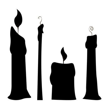Set of black different candle iconsのイラスト素材