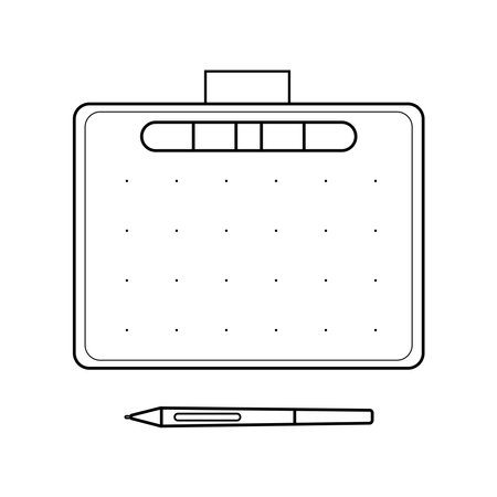 Graphic tablet for drawing in black linesのイラスト素材