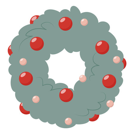 Christmas wreath decorated with Christmas ballsのイラスト素材