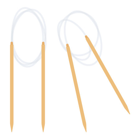 Wooden knitting needles isolated on white backgroundのイラスト素材