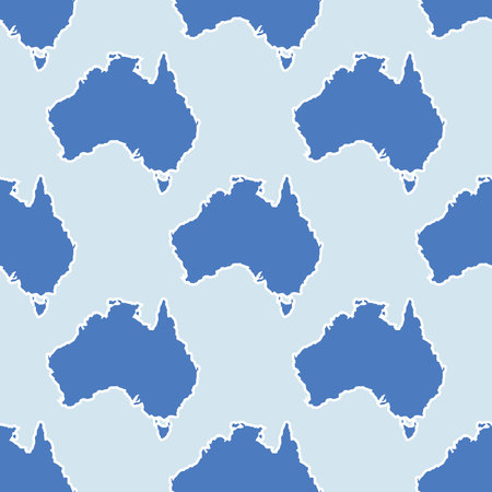 Seamless blue pattern of blue maps of Australiaのイラスト素材