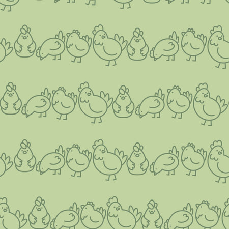 Easter seamless pattern of linear chickensのイラスト素材