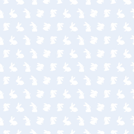 Easter seamless pattern of cute white bunny silhouettesのイラスト素材