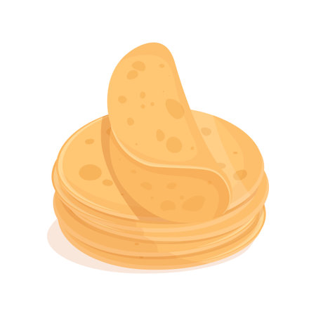 Arrangement of a stack of empty round tacosのイラスト素材