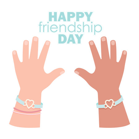 Two children's hands with bracelets on World Friendship Dayのイラスト素材